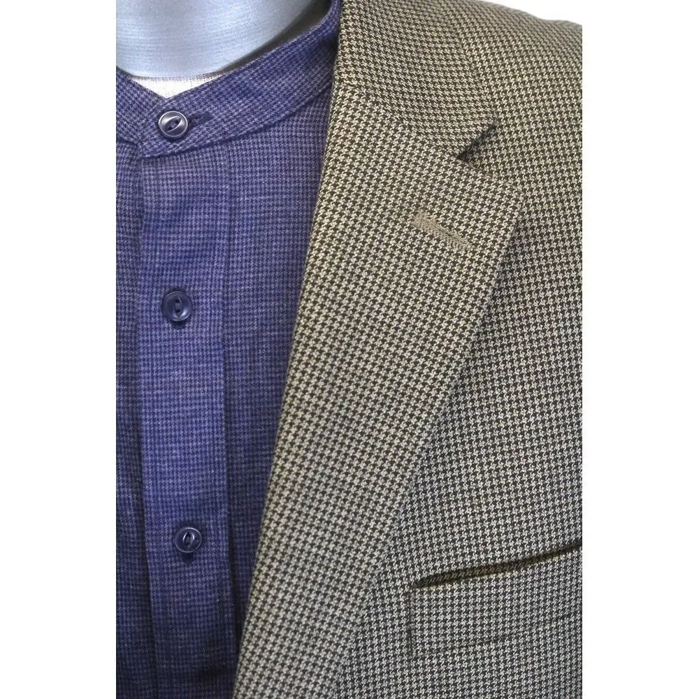 mens tan houndstooth Chaps soft all season blazer jacket sport suit‎ coat 46 L